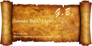 Genda Bálint névjegykártya